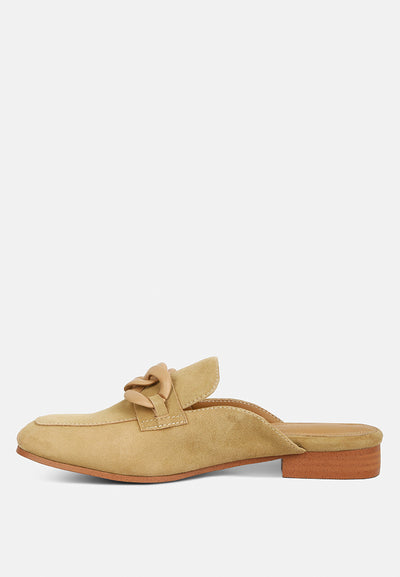 krizia chunky chain suede slip on loafers #color_sand