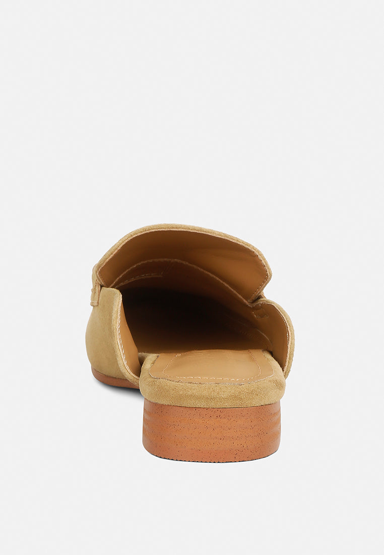 krizia chunky chain suede slip on mules by ruw#color_sand