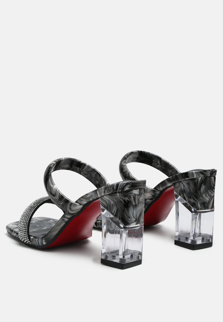 krypton marble print clear block heel sandals by ruw#color_black