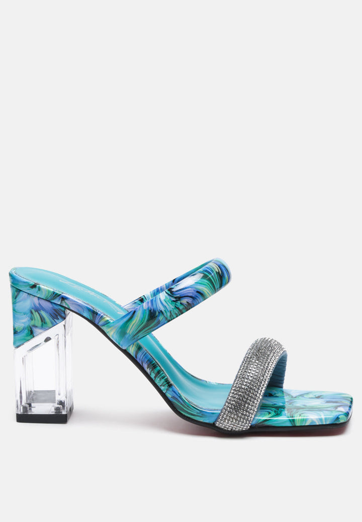 krypton marble print clear block heel sandals by ruw#color_green