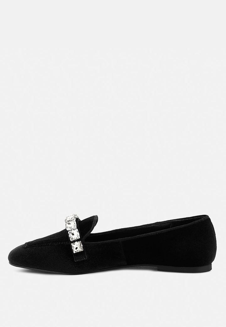 lamington handcrafted velvet diamante loafers by ruw#color_black