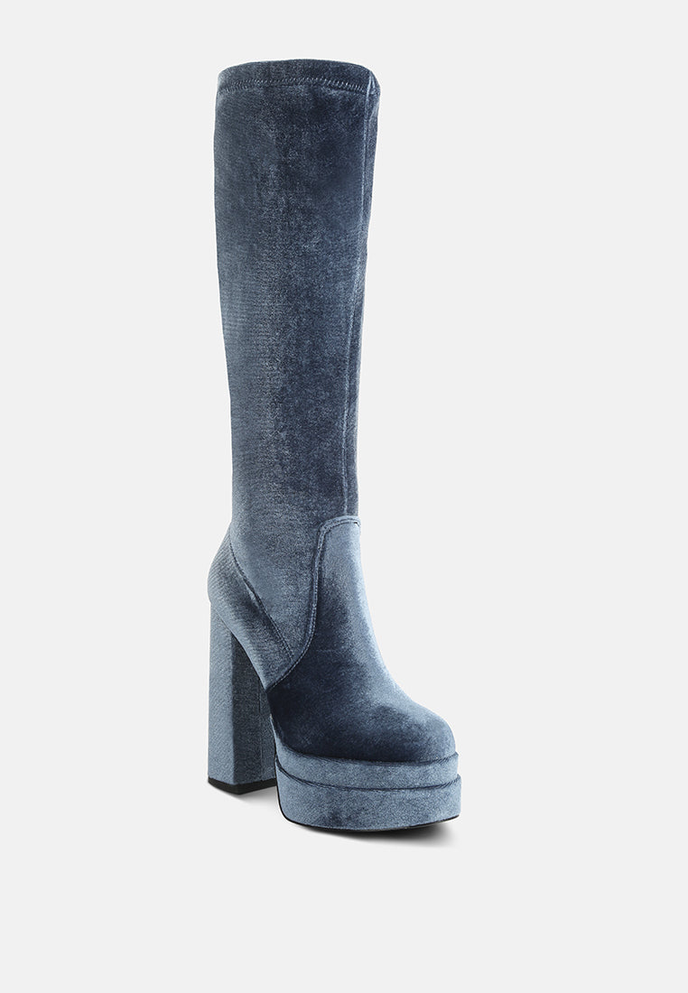 lazuli high block heel velvet boot by ruw#color_blue
