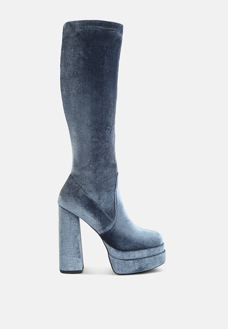 lazuli high block heel velvet boot by ruw#color_blue