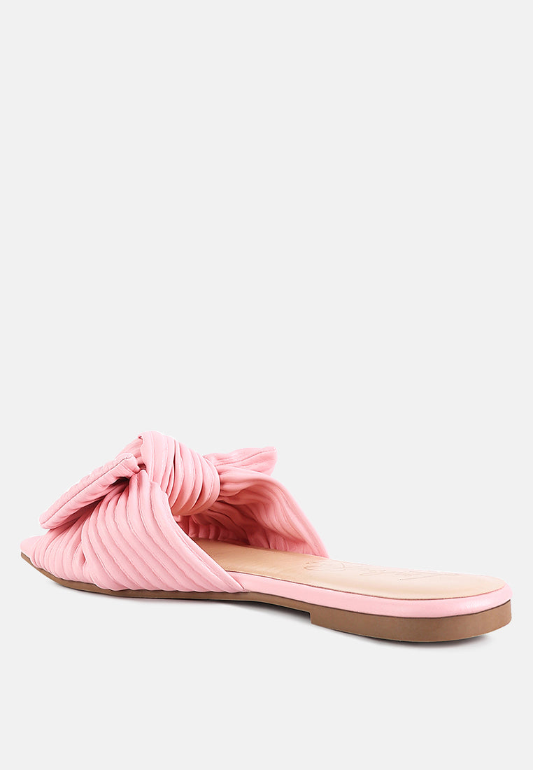 little jane textured bow slider flats by ruw#color_pink