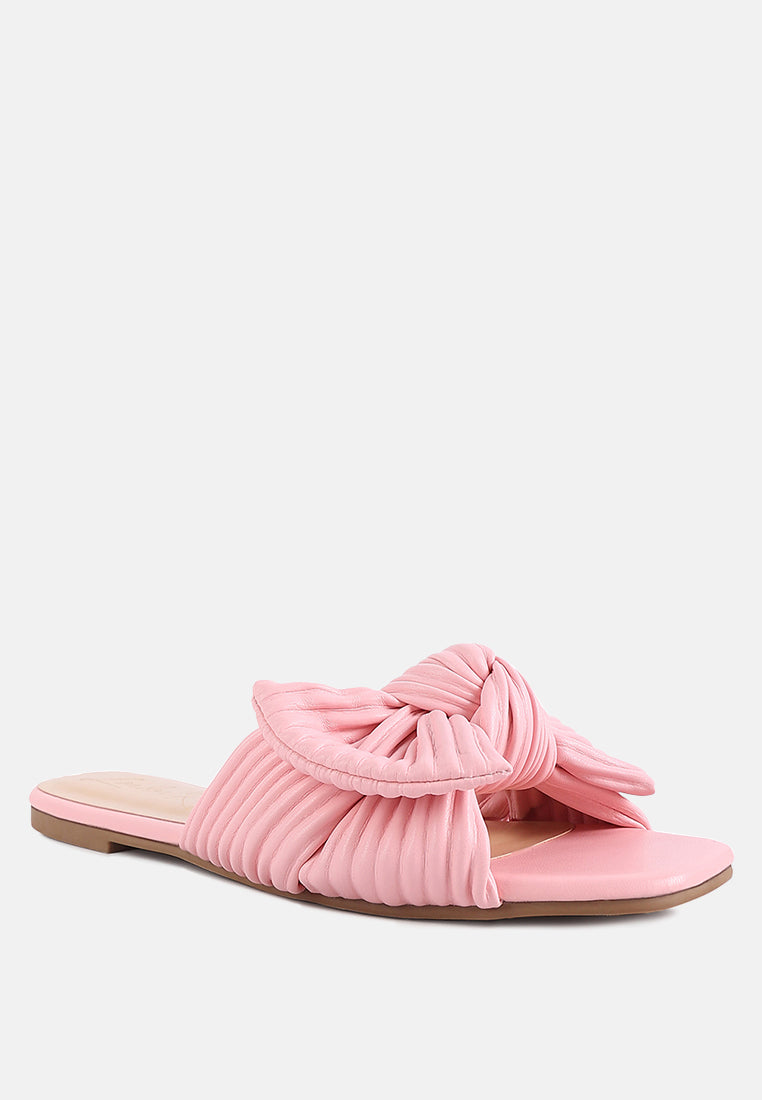 little jane textured bow slider flats by ruw#color_pink