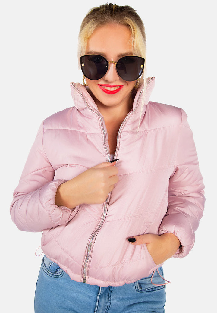 long sleeves puffer jacket by ruw#color_dusty-pink