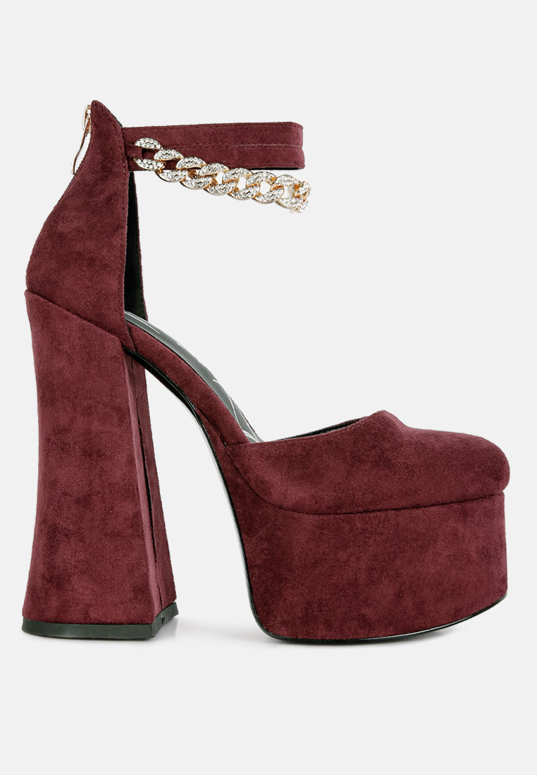 lucky me block platform sandal with metal chain by ruw#color_burgundy