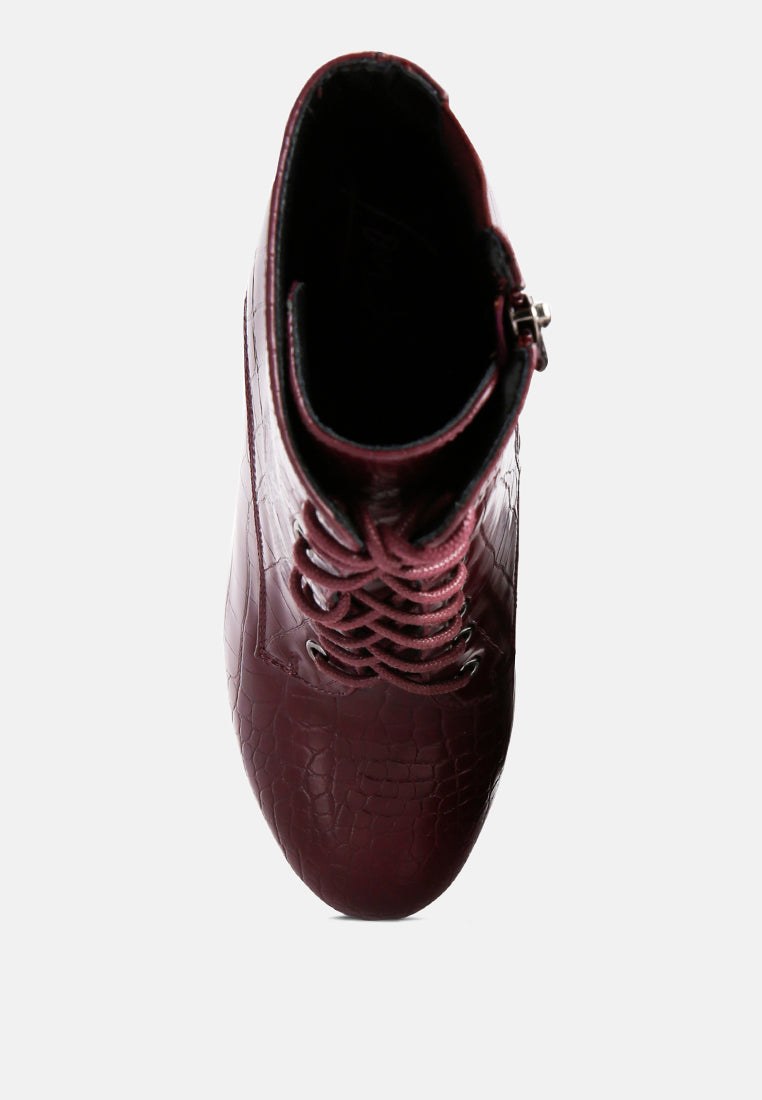 magdalene croc high heel patform boots by ruw#color_burgundy