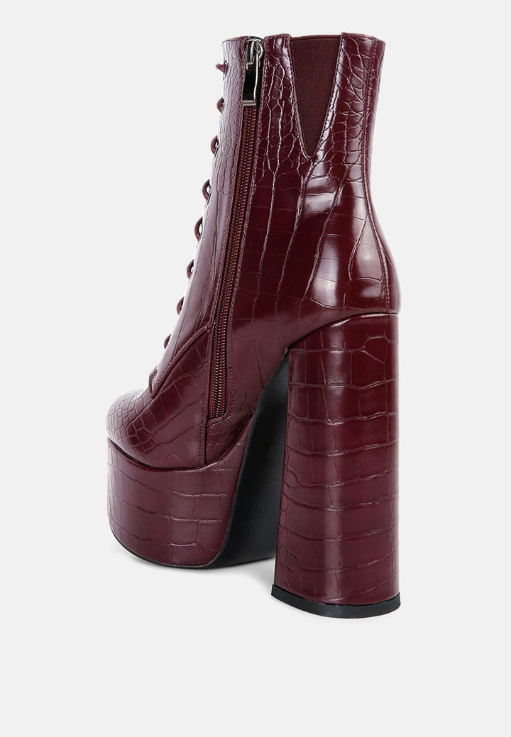 magdalene croc high heel patform boots by ruw#color_burgundy