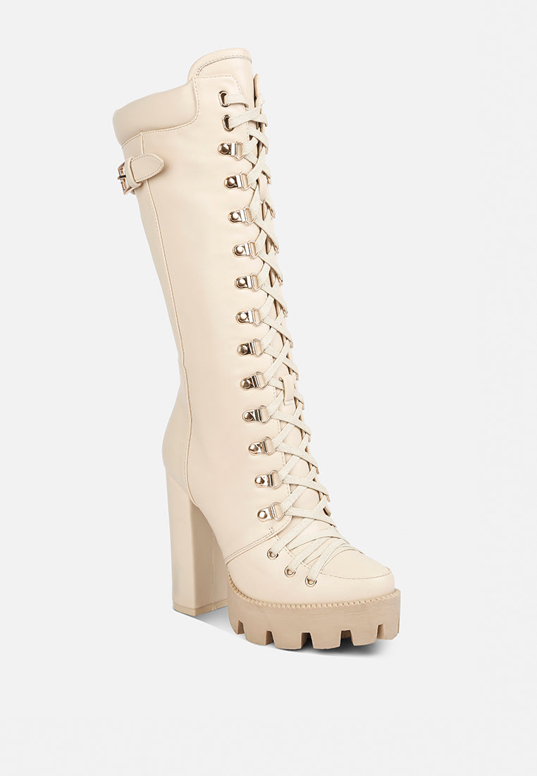magnolia cushion collared lace up boots by ruw#color_beige