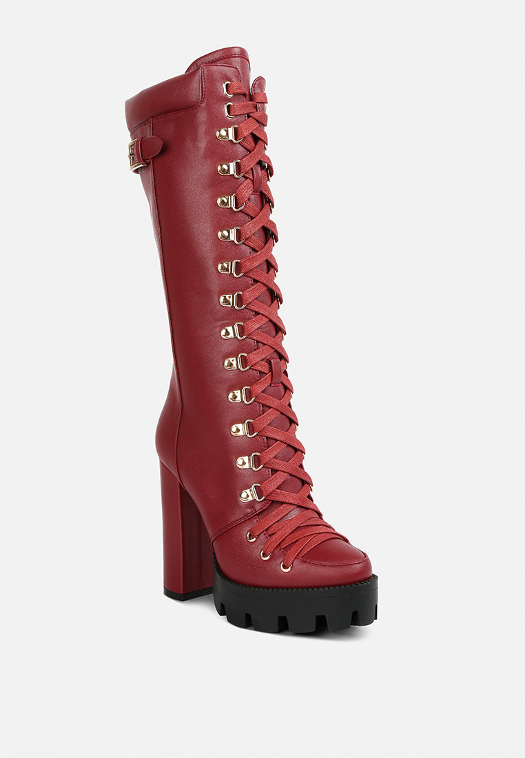 magnolia cushion collared lace up boots by ruw#color_red