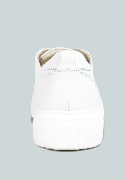 magull solid lace up leather sneakers#color_white