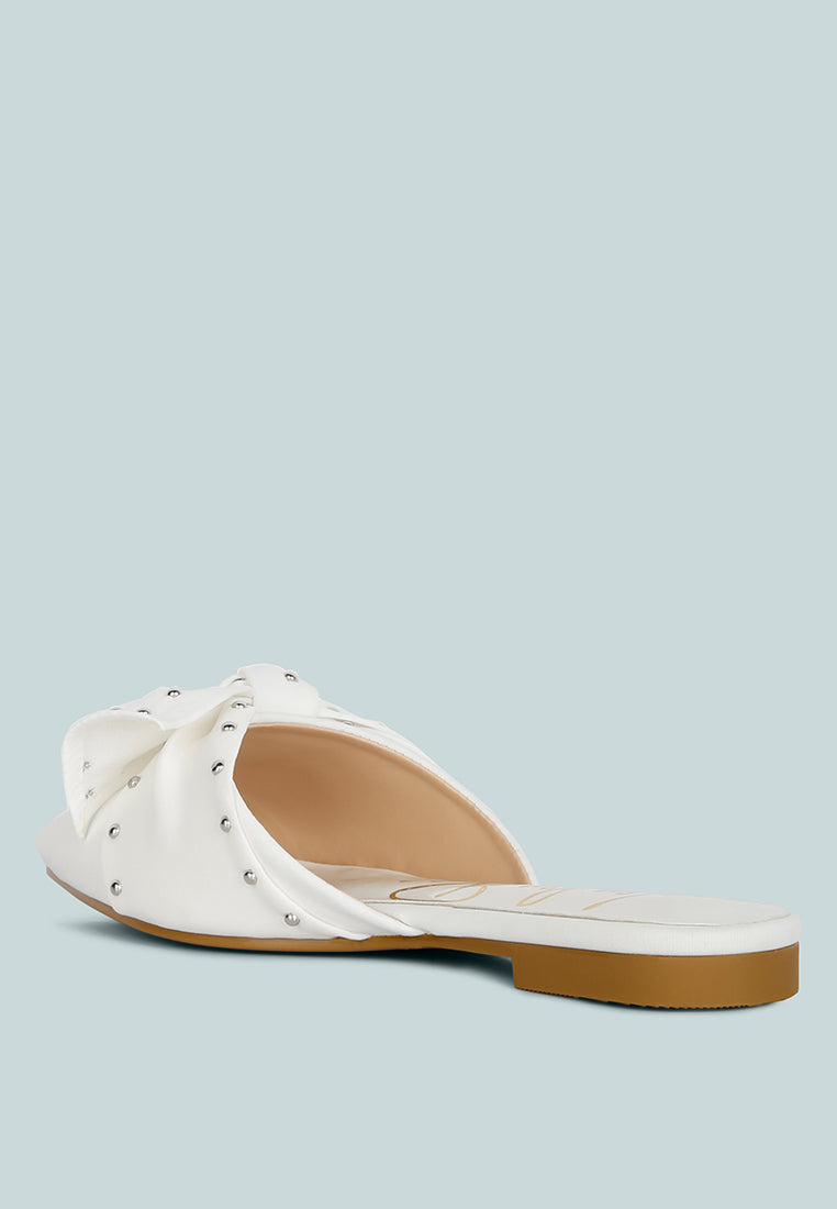 makeover studded bow flat mules by ruw#color_white