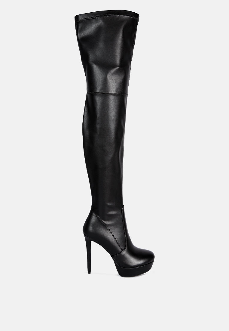 marvelettes faux leather high heeled long boots by ruw#color_black