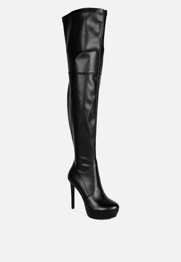 marvelettes faux leather high heeled long boots by ruw#color_black