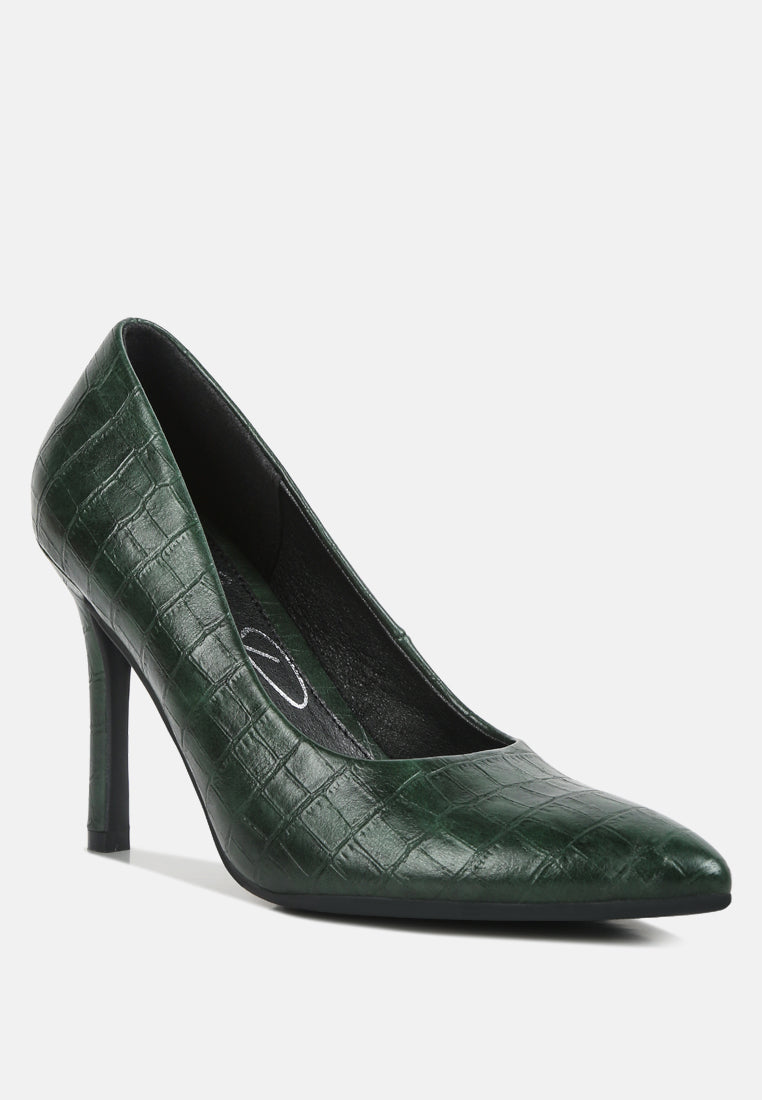 mellen croc faux leather formal pumps by ruw#color_dark-green