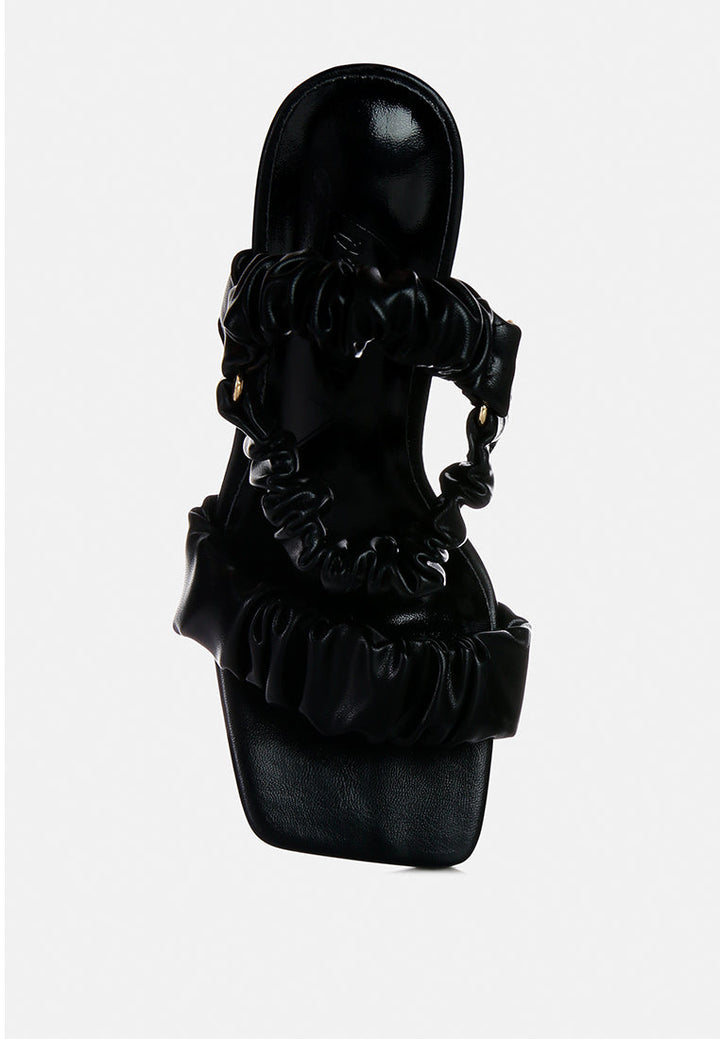 merker ruched spool heel casual sandals by ruw#color_black