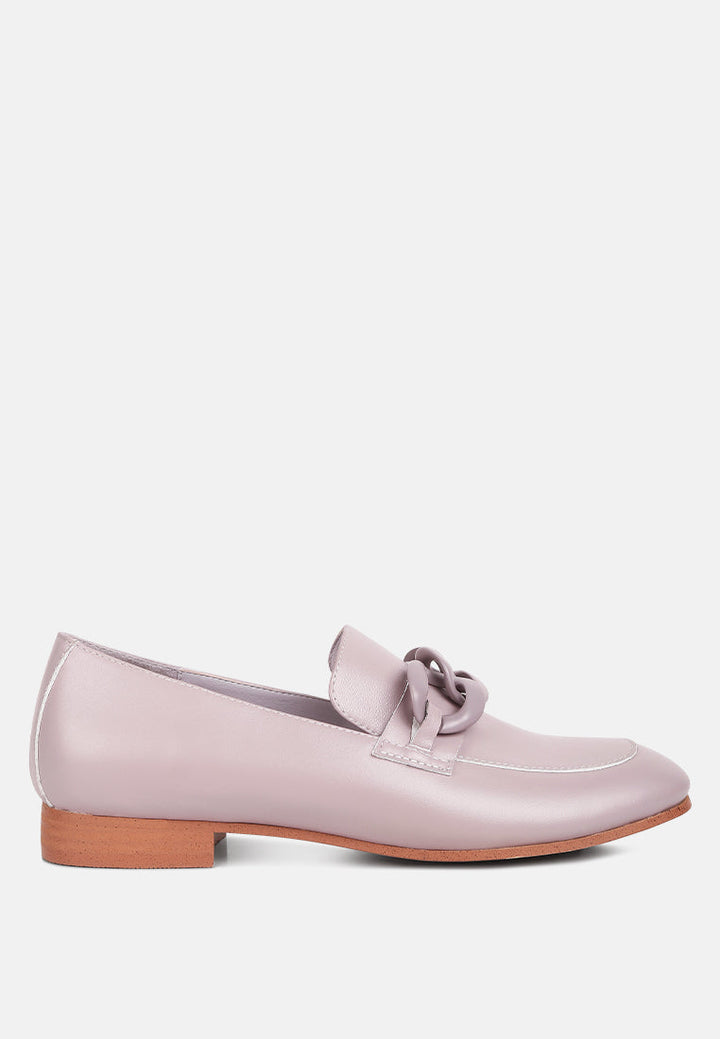 merva chunky chain leather loafers by ruw#color_lilac