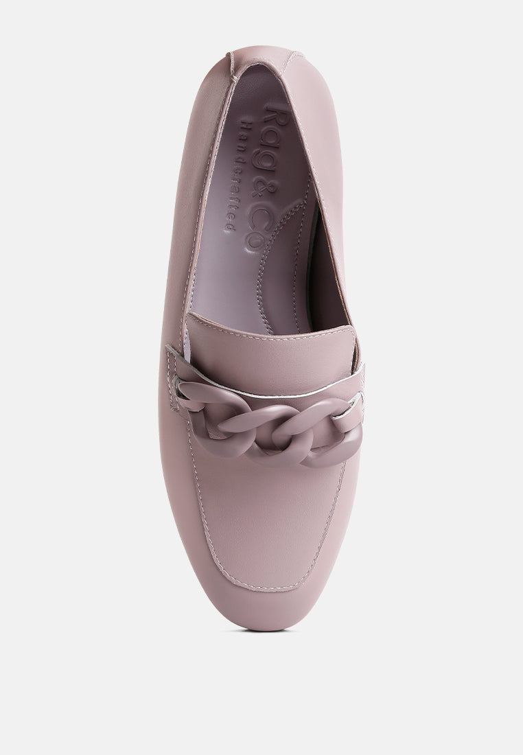 merva chunky chain leather loafers#color_lilac