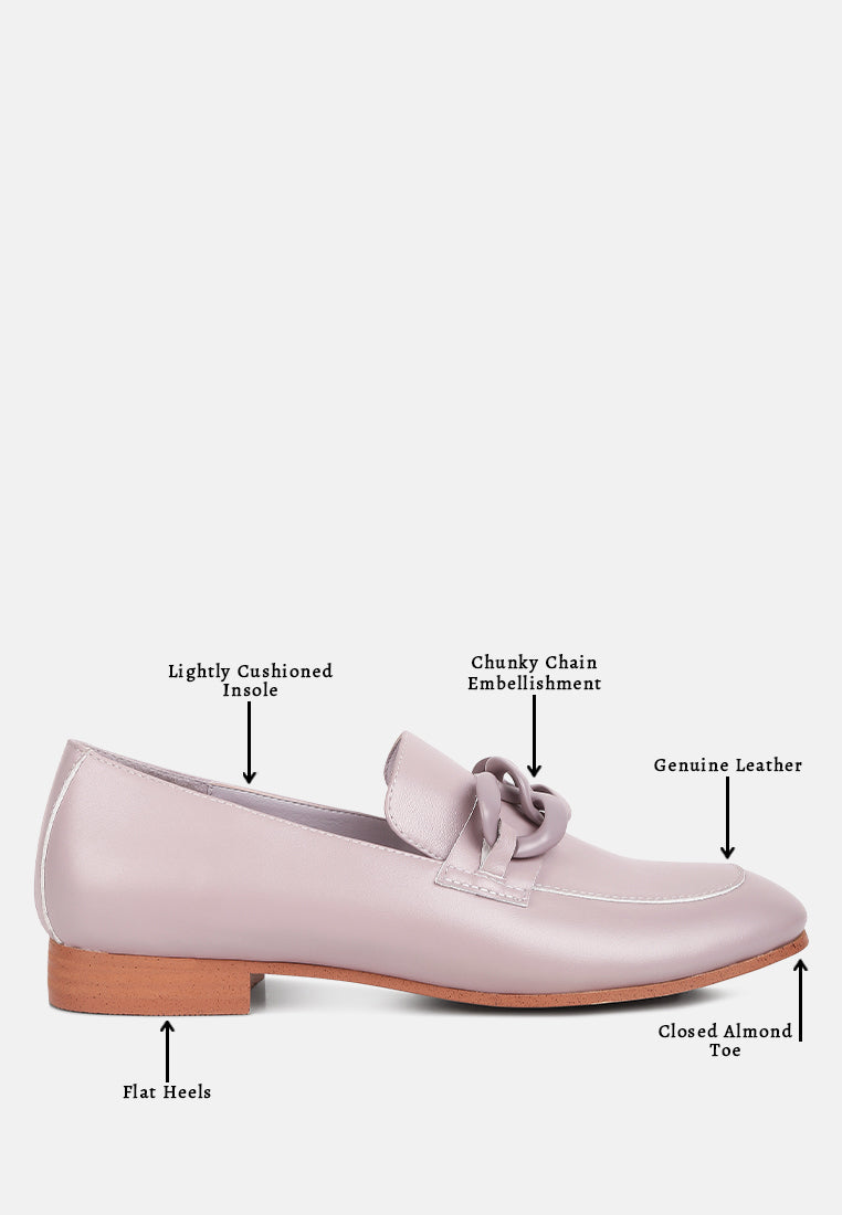 merva chunky chain leather loafers by ruw#color_lilac