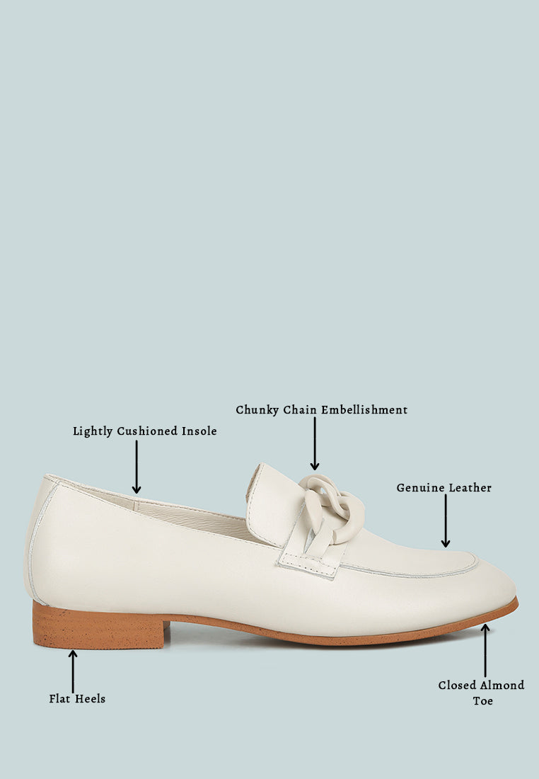 merva chunky chain leather loafers by ruw#color_off-white