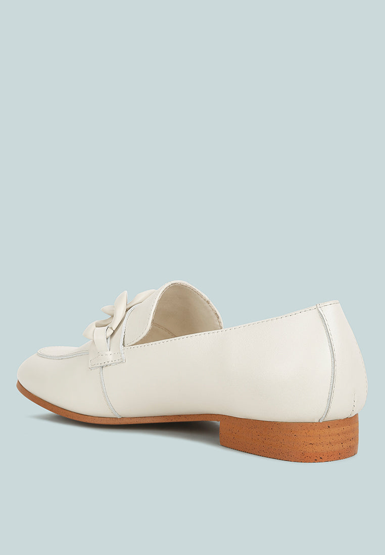merva chunky chain leather loafers by ruw#color_off-white