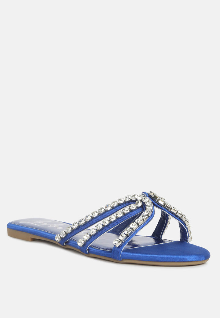 mezzie diamante embellished flat sandals by ruw#color_blue