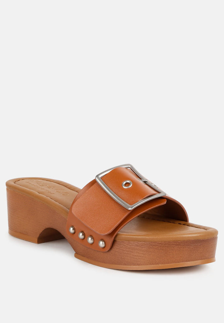 mindy buckle strap leather slip ons by ruw#color_tan