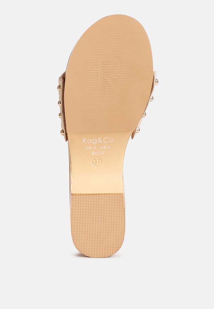 minny textured heel leather slip on sandals by ruw#color_beige