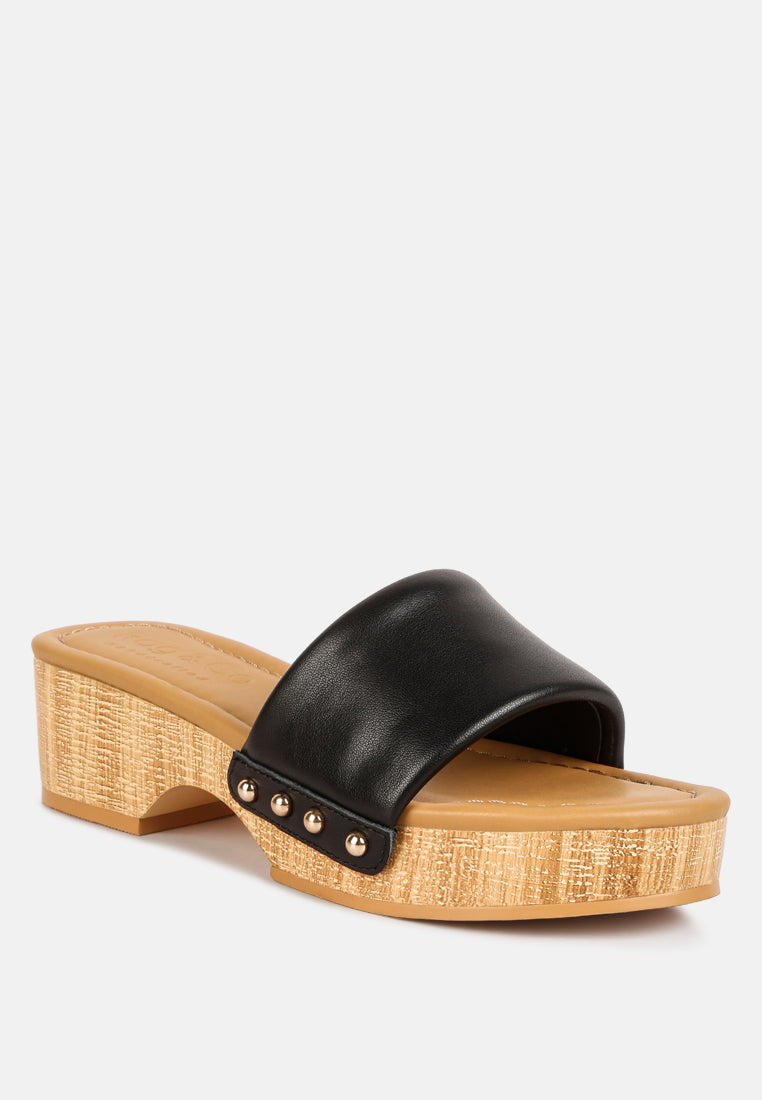 minny textured heel leather slip on sandals by ruw#color_black