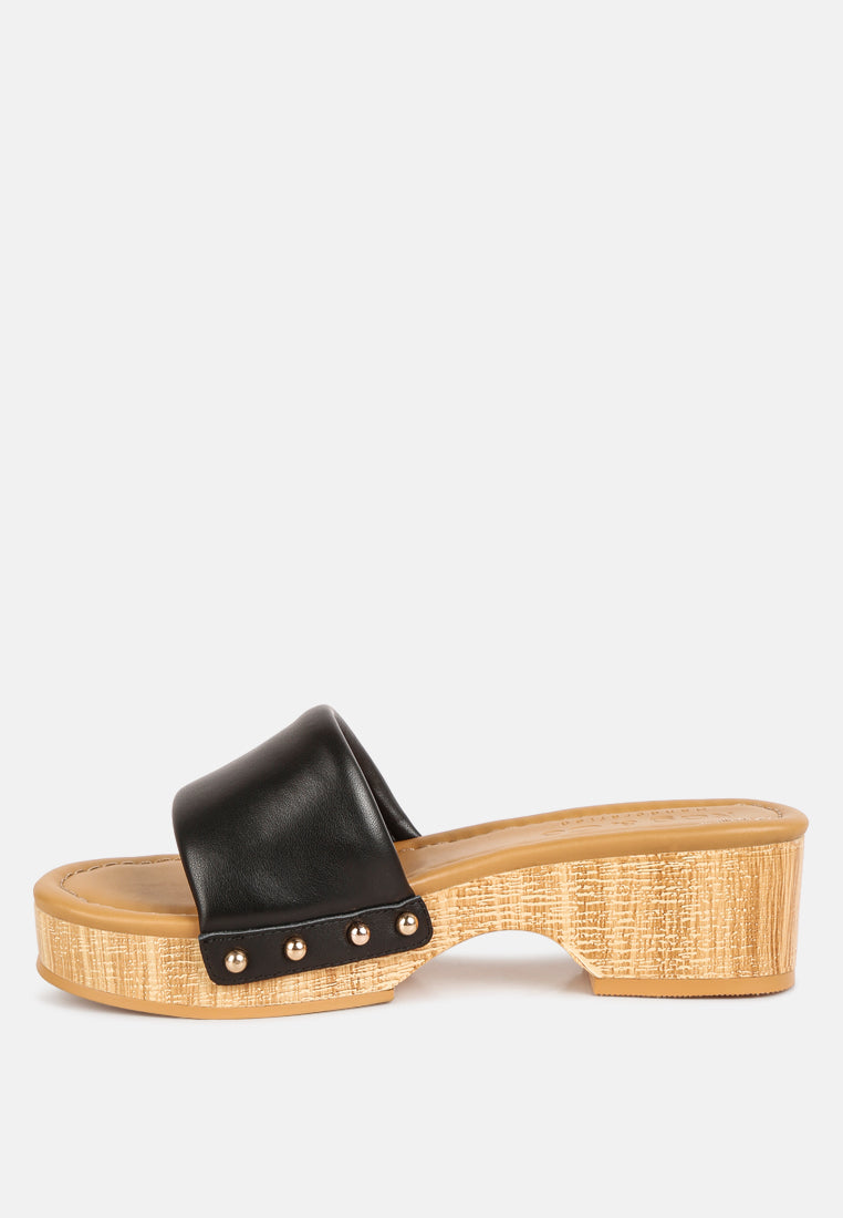 minny textured heel leather slip on sandals#color_black