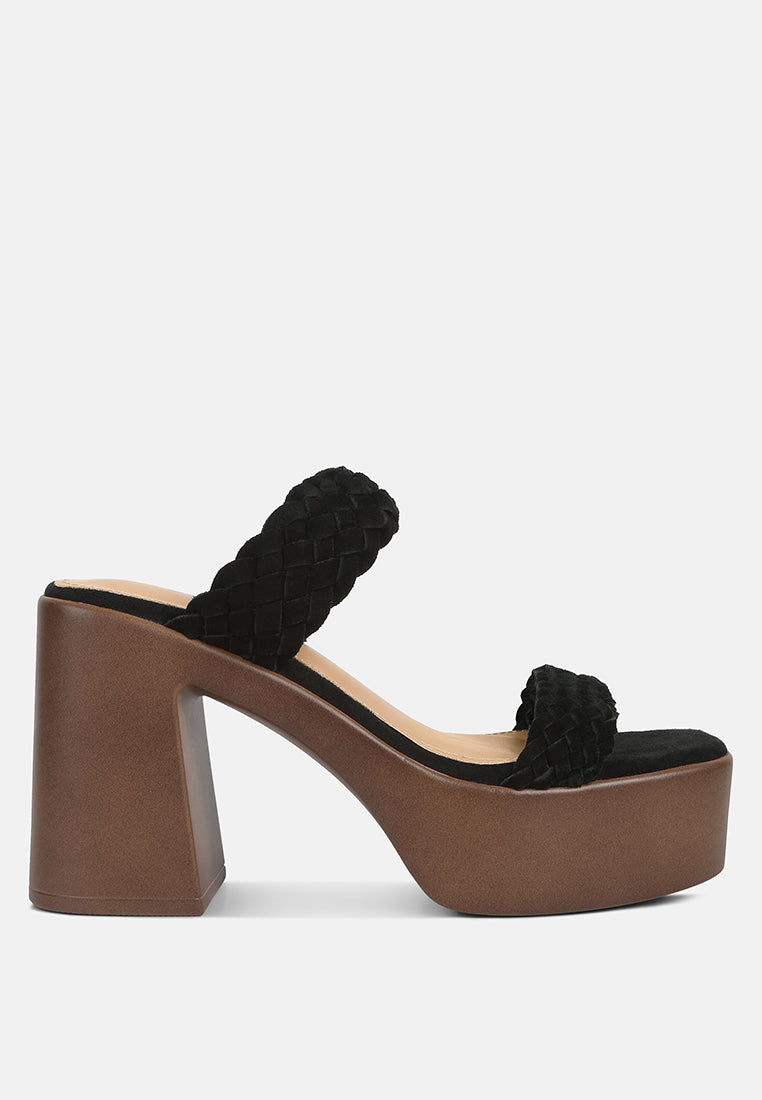 misaki woven suede strap platform sandals by ruw#color_black