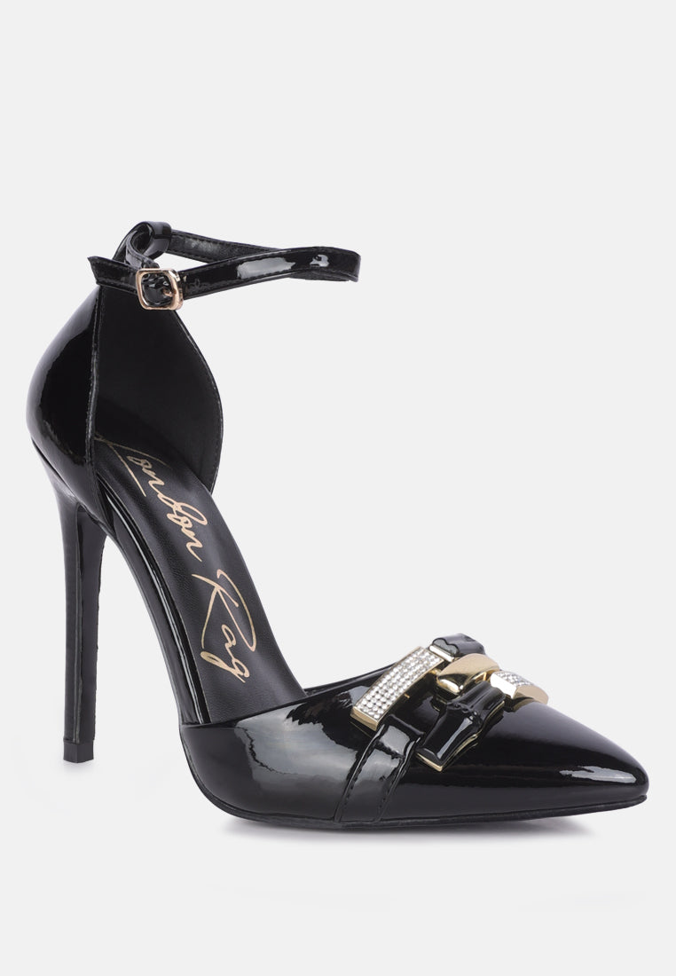 mocktail buckle embellished stiletto heels by ruw#color_black