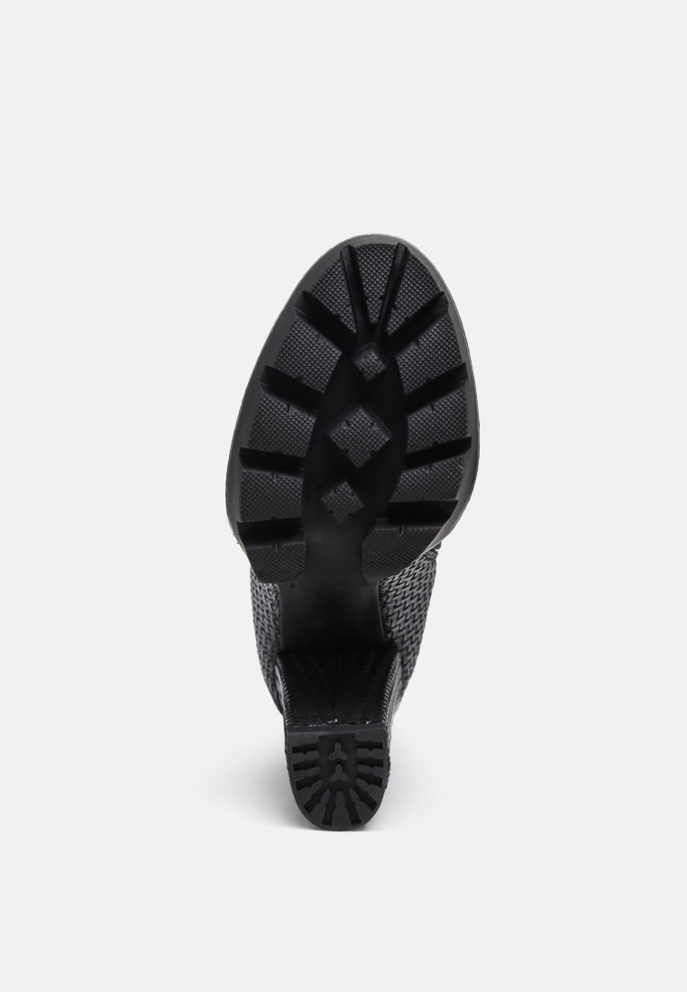 moleski textured block heeled boots by ruw#color_black