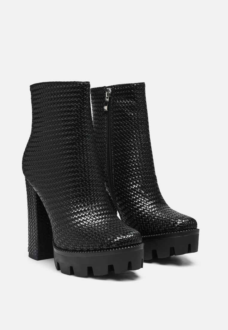 moleski textured block heeled boots by ruw#color_black