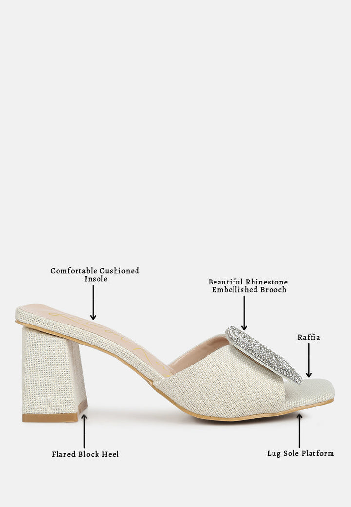 naflah rhinestone embellished slip on sandals by ruw#color_natural