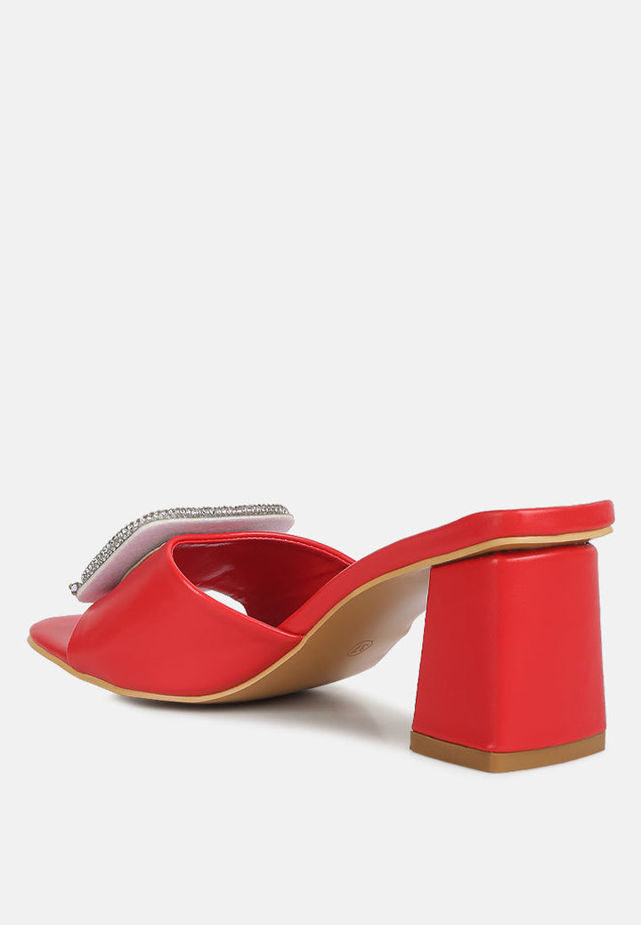 naflah rhinestone embellished slip on sandals by ruw#color_red