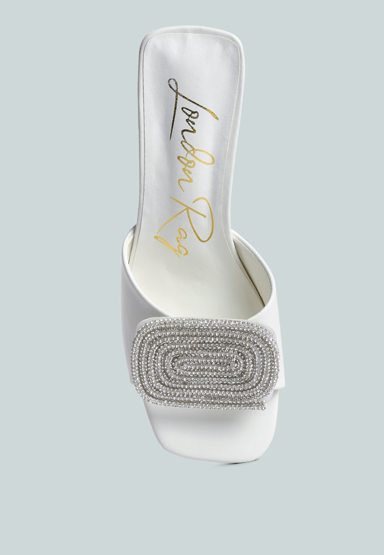 naflah rhinestone embellished slip on sandals by ruw#color_white