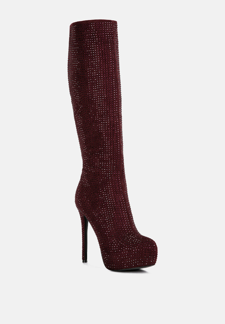 nebula rhinestone embellished stiletto calf boots by ruw#color_burgundy