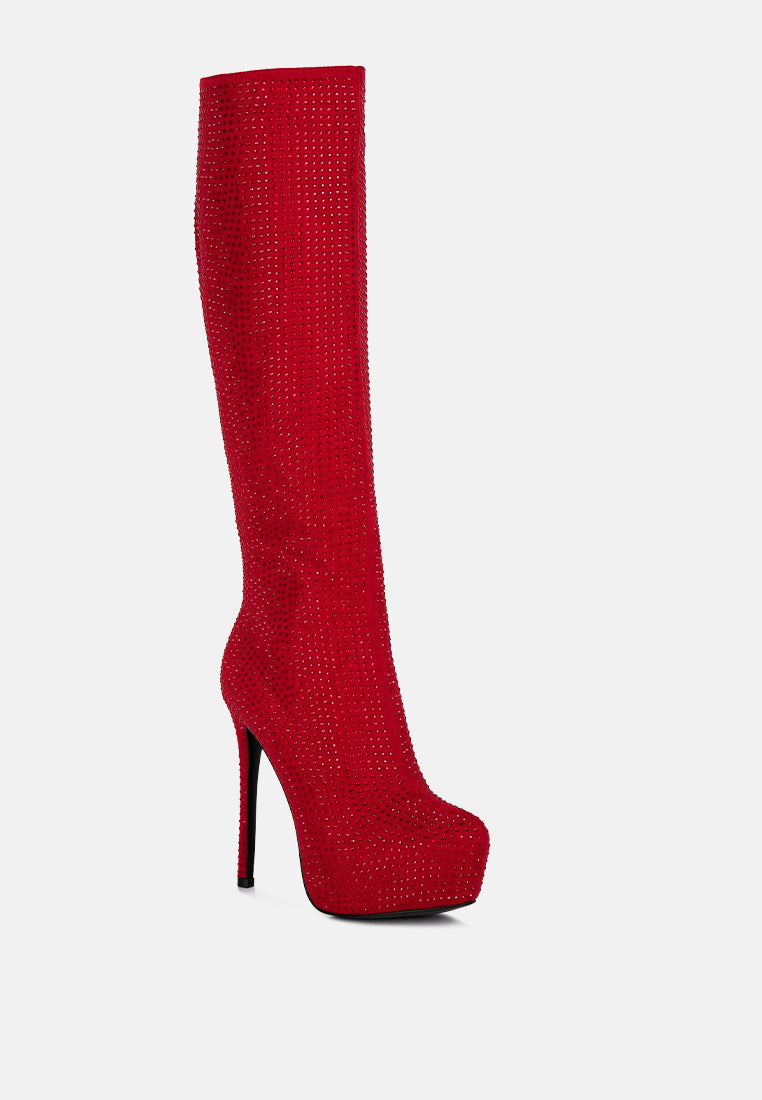 nebula rhinestone embellished stiletto calf boots by ruw#color_red