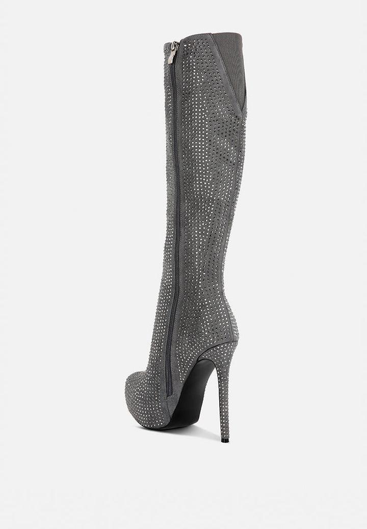 nebula rhinestone embellished stiletto calf boots by ruw#color_grey