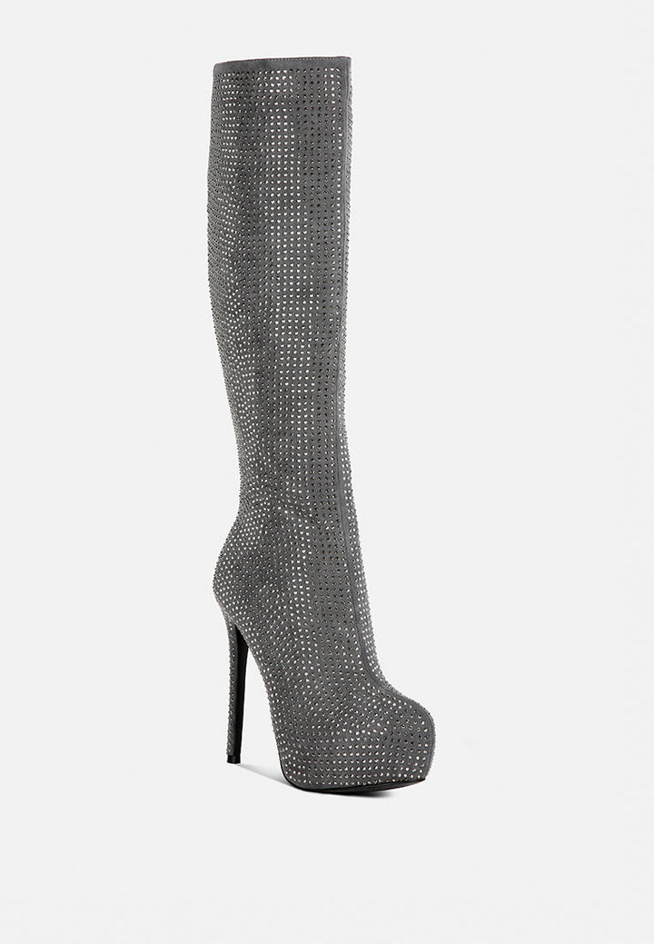nebula rhinestone embellished stiletto calf boots by ruw#color_grey