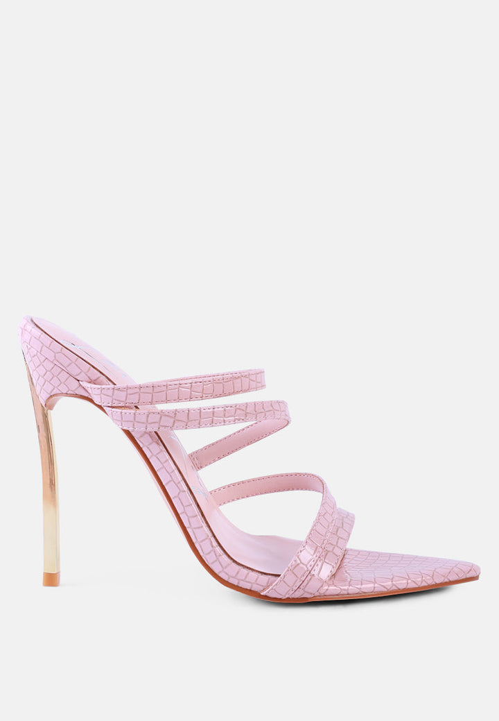 new affair croc strappy high heel sandals by ruw#color_pink