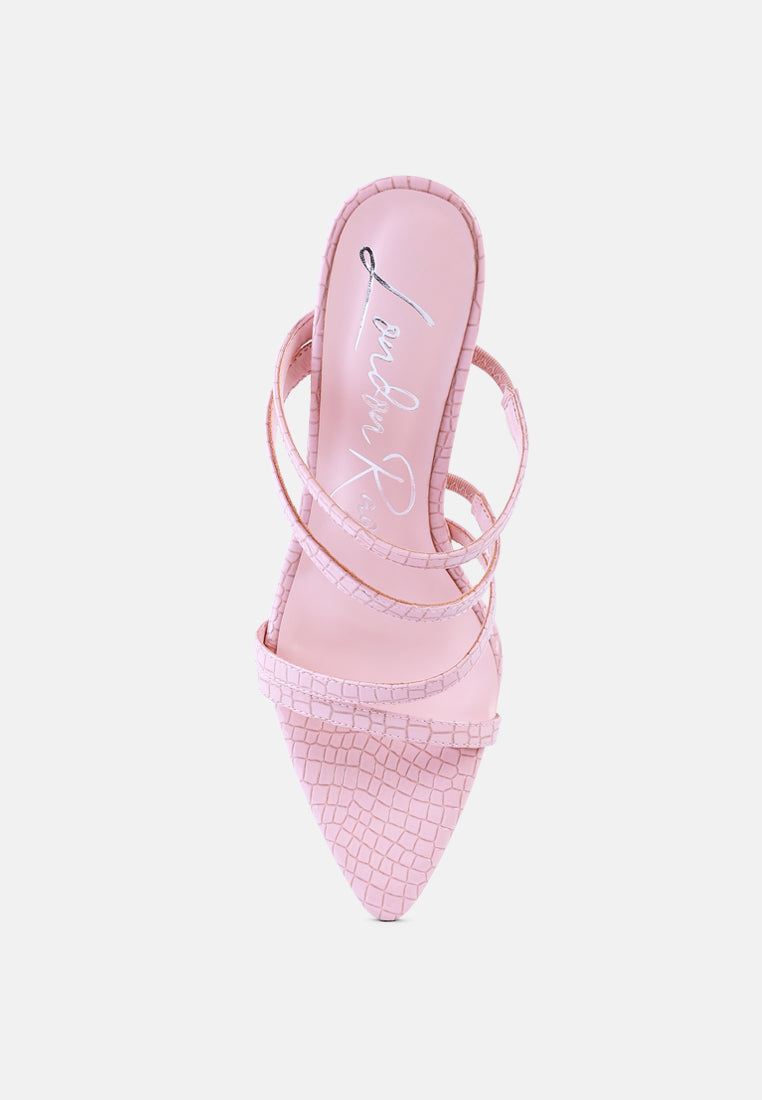 new affair croc strappy high heel sandals by ruw#color_pink