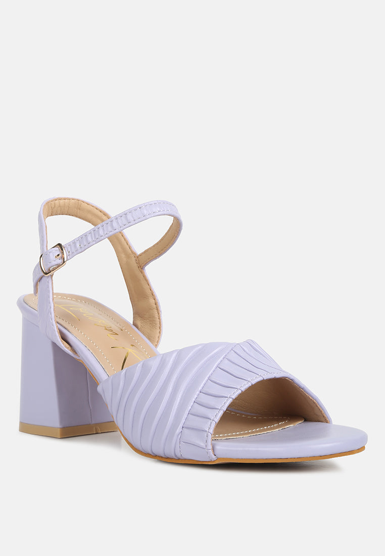 nicholas pleated strap block heel sandals by ruw#color_lilac
