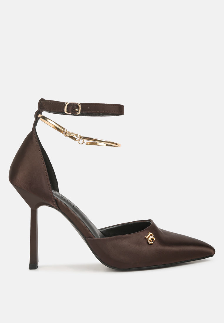 hobnob anklet embellishment stiletto sandals by ruw#color_dark-brown