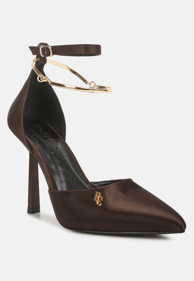 hobnob anklet embellishment stiletto sandals by ruw#color_dark-brown