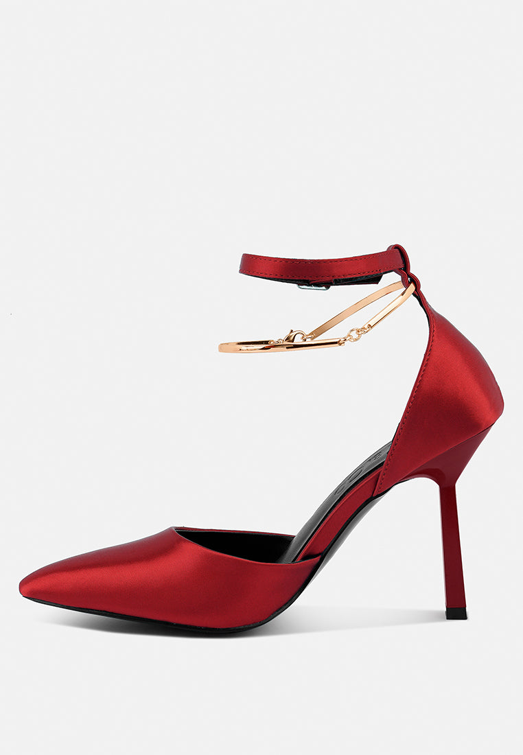 hobnob anklet embellishment stiletto sandals by ruw#color_red