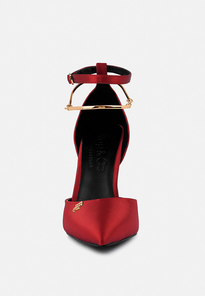 hobnob anklet embellishment stiletto sandals#color_red