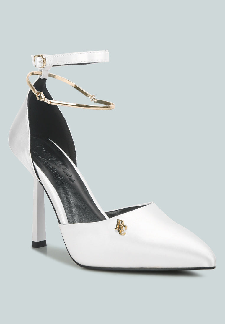 hobnob anklet embellishment stiletto sandals#color_white